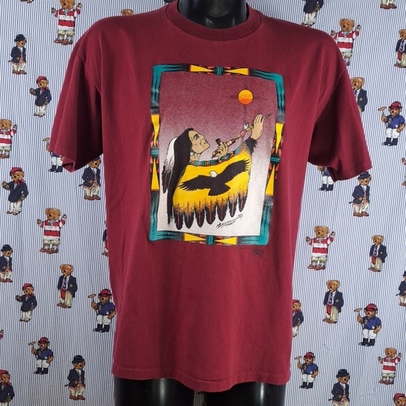 Oneita Other - Vintage 1994 Melvin Bainbridge Native Creations peace pipe graphic XL t-shirt